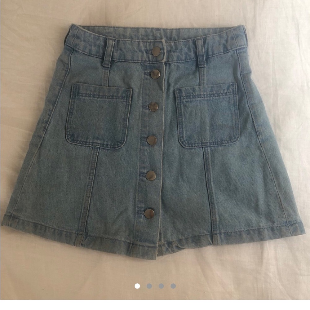 Denim button up skirt.